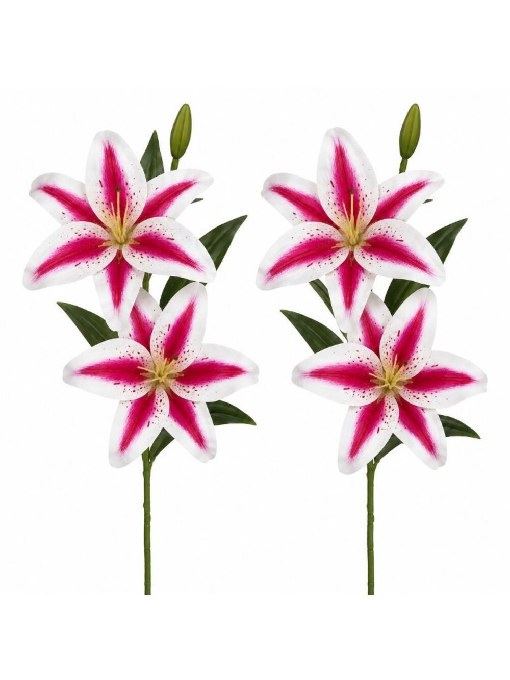 Real Touch Pink Stargazer Lily Stems Set of 2 Artificial Faux